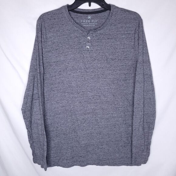 Free Fly Henley Shirt Mens Medium Gray Fishing Bamboo - Picture 1 of 11